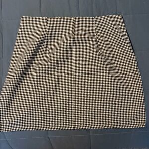 Women's Houndstooth Mini Skirt - Brown & Cream